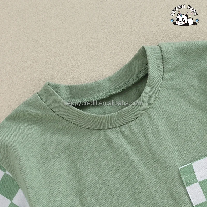 LEZONKIDS - Stylish Cotton Customized Color Block Kids T Shirt and Shorts Two Pieces Summer Boys Clothing Set